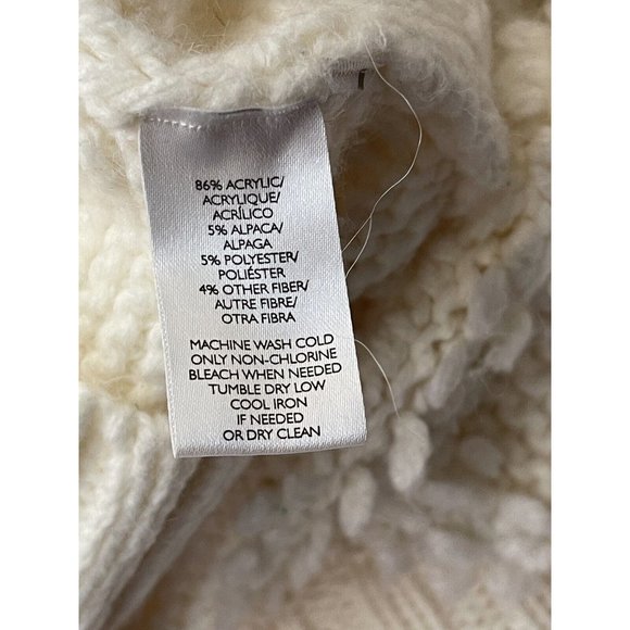 Lou & Grey Ivory Snow Bird Chunky Knit  Sweater Alpaca Blend Size Large - Picture 10 of 10